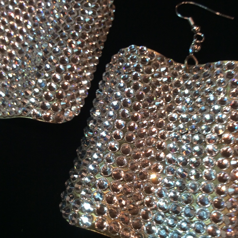New Amazing Rhinestone 3” Earrings - Picture 3 of 5